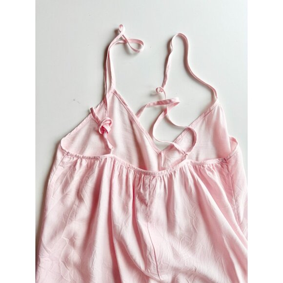 STEVIE AURA Milky Way Light Pink Tencel Twill V-Neck Column Maxi Dress, Size M - Picture 9 of 12